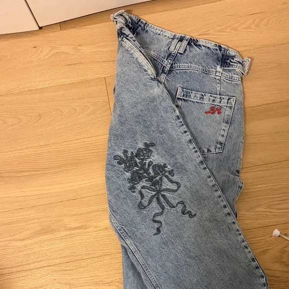 Damson Madder Floral embroidery wide-leg jeans - Picture 7 of 7